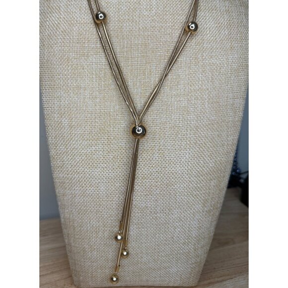 Alfani Gold-Tone Multi-Strand Ball Station Lariat Necklace - Picture 1 of 11